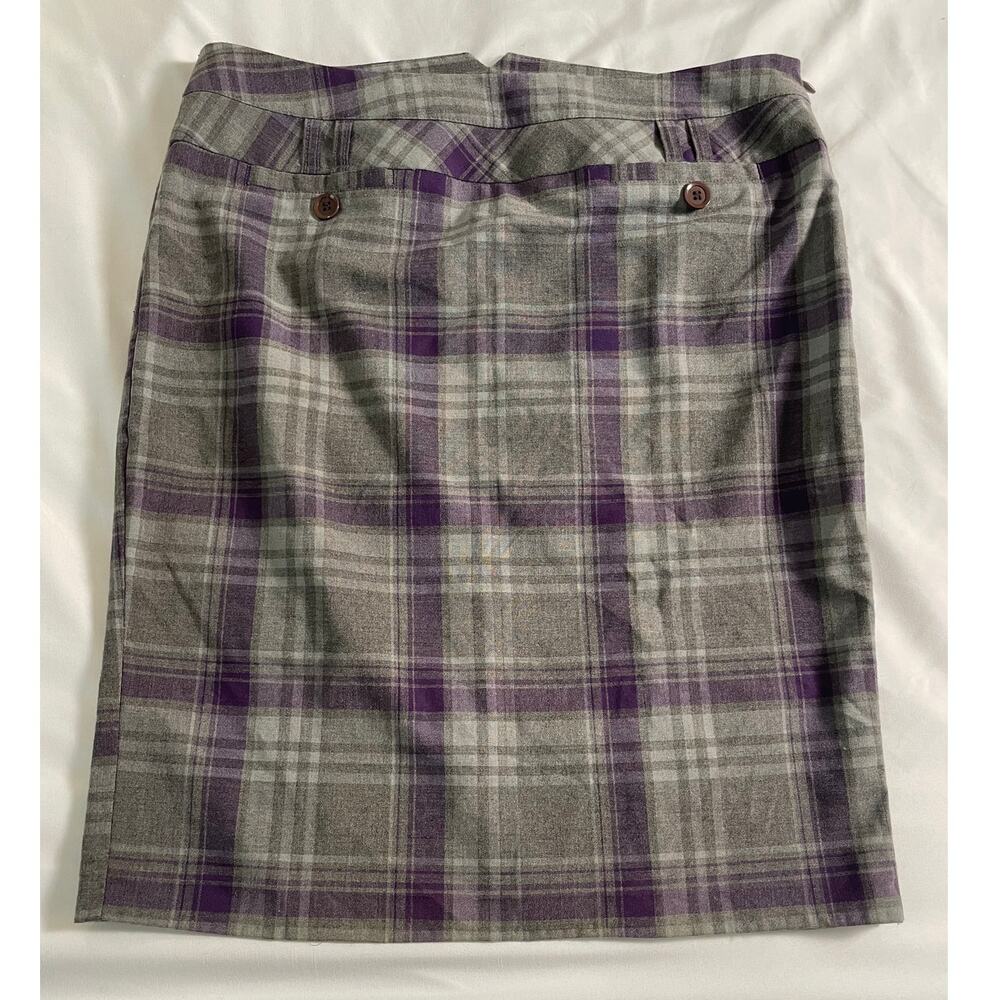 Vtg. Tracy Evans Gray and Purple Plaid Skirt SZ 9